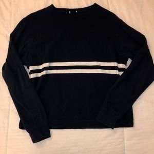 Dark blue and double stripped crop top.